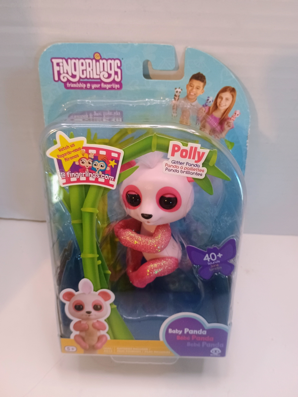 WooWee Fingerlings Polly Baby Panda Pink Friendly Interactive Toy Glitter New